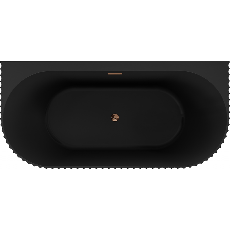 Mexen Sella volně stojící nástěnná vana s drážkami 170 x 80 cm, černá mat, přepad růžové zlato - 52711708071-60