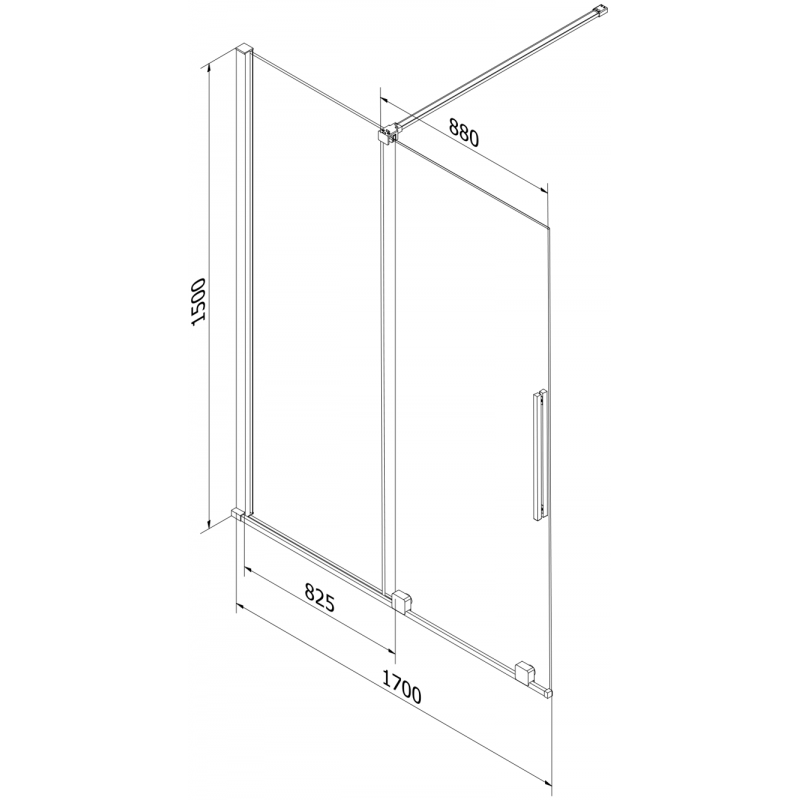 Mexen Velar vanová zástěna 2dveřová posuvná 170 x 150 cm, grafit, broušená měď - 896-170-000-41-65