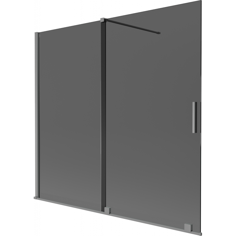 Mexen Velar vanová zástěna 2-křídlová posuvná 170 x 150 cm, grafit, gun metal - 896-170-000-41-95
