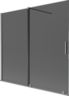 Mexen Velar vanová zástěna 2-křídlová posuvná 170 x 150 cm, grafit, gun metal - 896-170-000-41-95