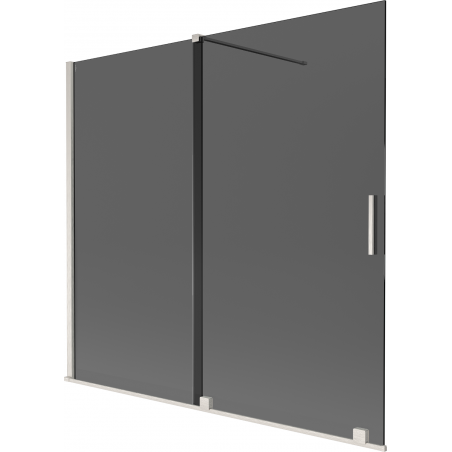 Mexen Velar vanová zástěna 2křídlová posuvná 170 x 150 cm, grafit, kartáčovaný nikl - 896-170-000-41-97