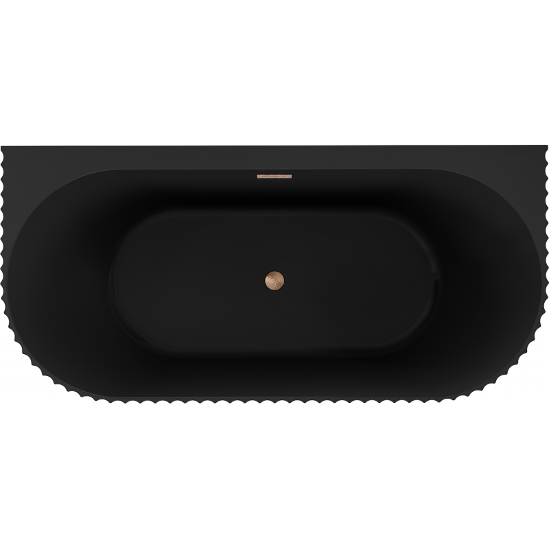 Mexen Sella volně stojící nástěnná vana s rýhovaným povrchem 170 x 80 cm, černá mat, přepad kartáčovaná měď - 52711708071-65