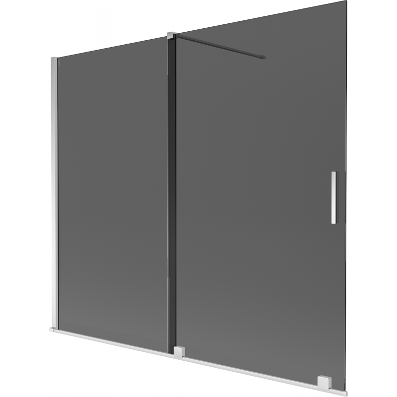 Mexen Velar vanová zástěna posuvná dvoukřídlá 180 x 150 cm, grafit, chrom - 896-180-000-41-01