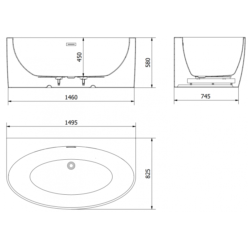 Mexen Bruna volně stojící vanová stěna 150 x 82 cm, bílý lesk, přepad růžové zlato - 52731508200-60