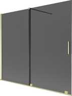 Mexen Velar vanová zástěna 2-křídlová posuvná 180 x 150 cm, grafit, zlatý kartáčovaný - 896-180-000-41-55