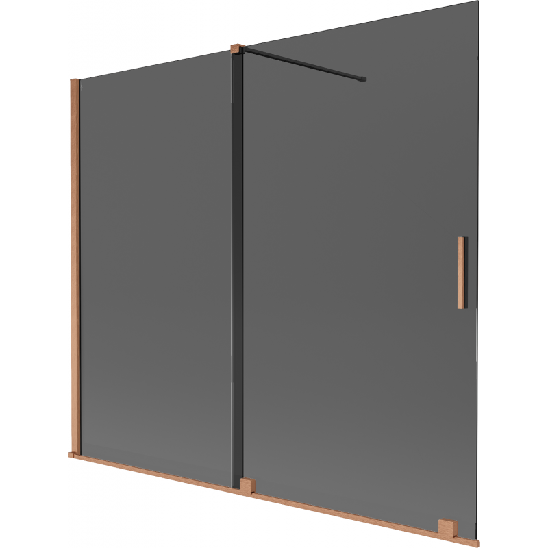 Mexen Velar 2-křídlová posuvná vanová zástěna 180 x 150 cm, grafit, kartáčovaná měď - 896-180-000-41-65