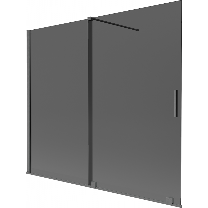 Mexen Velar vanová zástěna 2-dílná posuvná 180 x 150 cm, grafit, kartáčovaná gun gray - 896-180-000-41-66