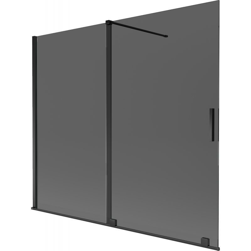 Mexen Velar dvoukřídlá vanová zástěna posuvná 180 x 150 cm, grafit, černá - 896-180-000-41-70