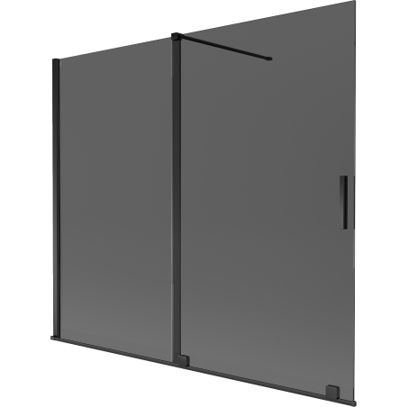 Mexen Velar dvoukřídlá vanová zástěna posuvná 180 x 150 cm, grafit, černá - 896-180-000-41-70