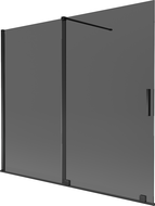Mexen Velar dvoukřídlá vanová zástěna posuvná 180 x 150 cm, grafit, černá - 896-180-000-41-70