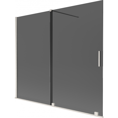 Mexen Velar vanová stěna 2křídlová posuvná 180 x 150 cm, grafit, kartáčovaný nikl - 896-180-000-41-97