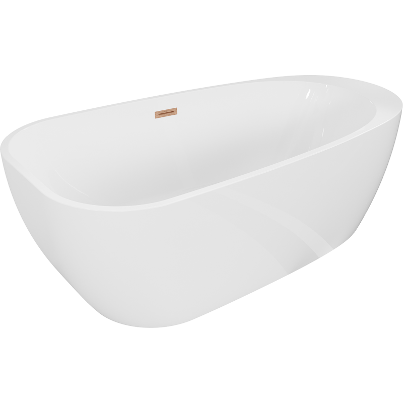 Mexen Giada volně stojící vana 170 x 90 cm, bílý lesk, přepad kartáčovaná měď - 52741709000-65