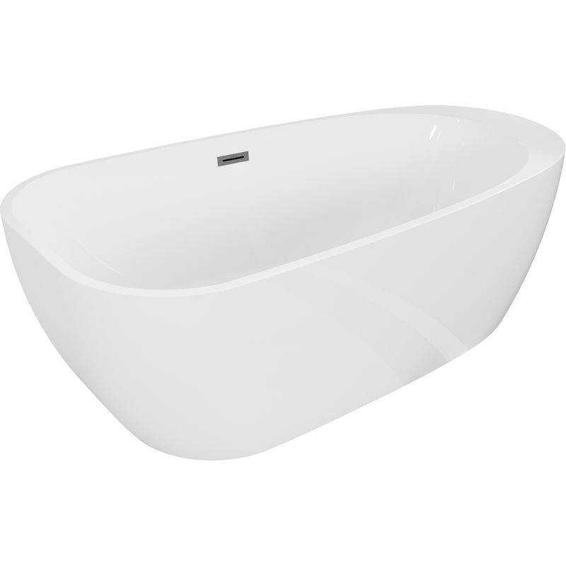 Mexen Giada volně stojící vana 170 x 90 cm, bílá lesk, přepad gun gray kartáčovaný - 52741709000-66