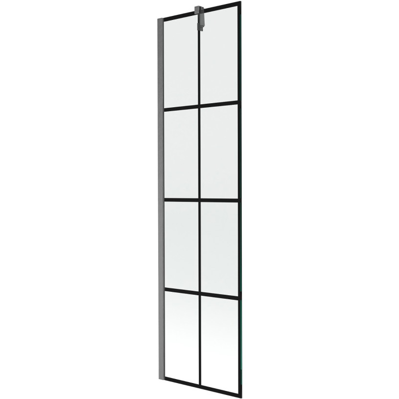 Mexen Next vanová zástěna 1-křídlová 50 x 150 cm, černá mřížka, gun gray kartáčovaný - 895-050-000-00-77-66