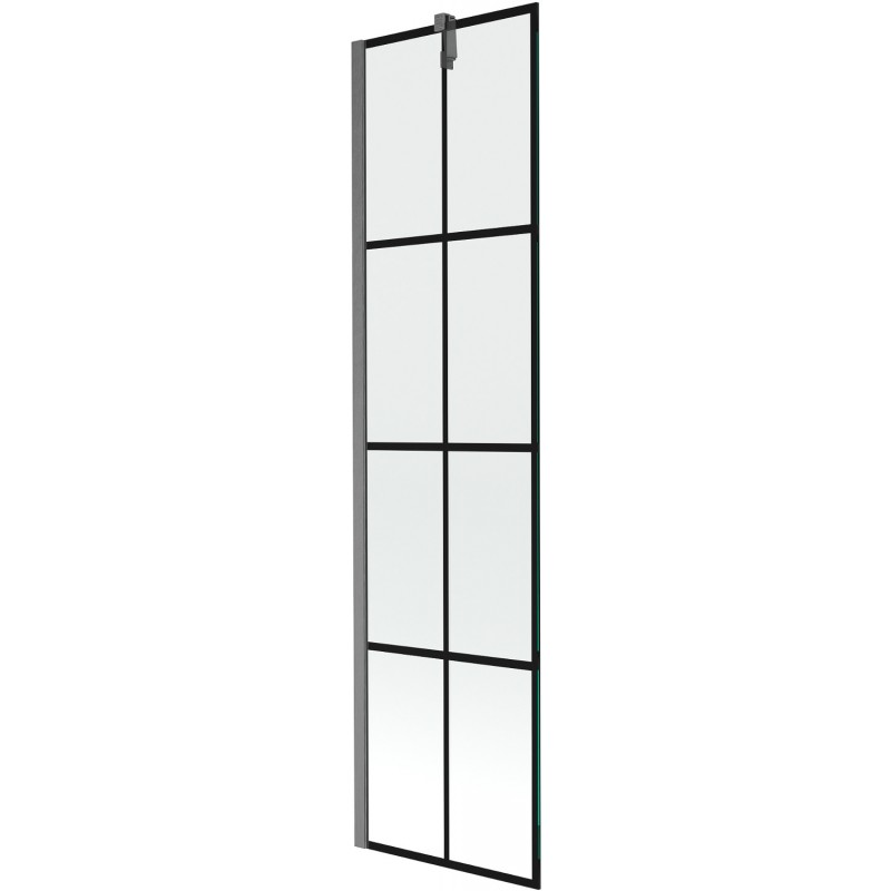 Mexen Next vanová zástěna 1-křídlová 50 x 150 cm, černá mřížka, kartáčovaná gun gray - 895-050-000-00-77-66