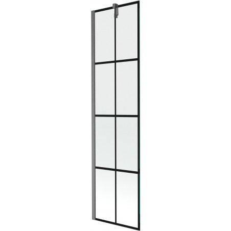 Mexen Next vanová zástěna 1-křídlová 50 x 150 cm, černá mřížka, gun gray kartáčovaný - 895-050-000-00-77-66