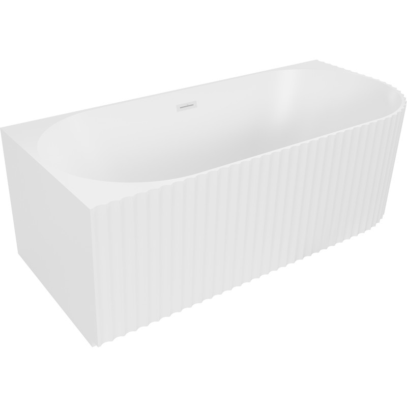 Mexen Gia volně stojící rohová vana s rýhováním vlevo 150 x 75 cm, bílá mat, přepad bílý - 52701507501L-20