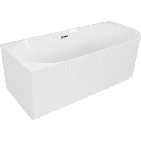 Mexen Gia volně stojící rohová vana levá 170 x 80 cm, bílá lesklá, přepad růžové zlato - 52701708000L-60