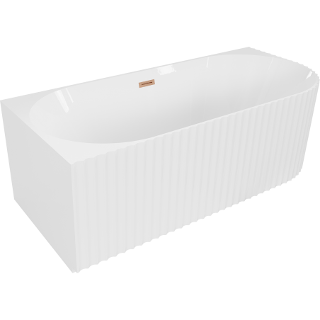 Mexen Gia volně stojící rohová vana rýhovaná levá 170 x 80 cm, bílý lesk, přepad kartáčovaná měď - 52701708000L-65