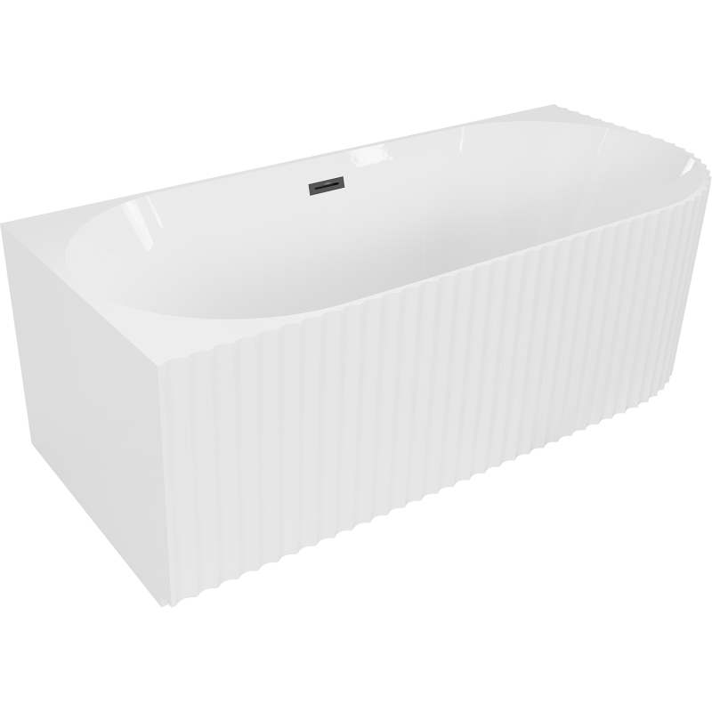 Mexen Gia volně stojící rohová vana levá 170 x 80 cm, bílá lesklá, přepad černý - 52701708000L-70