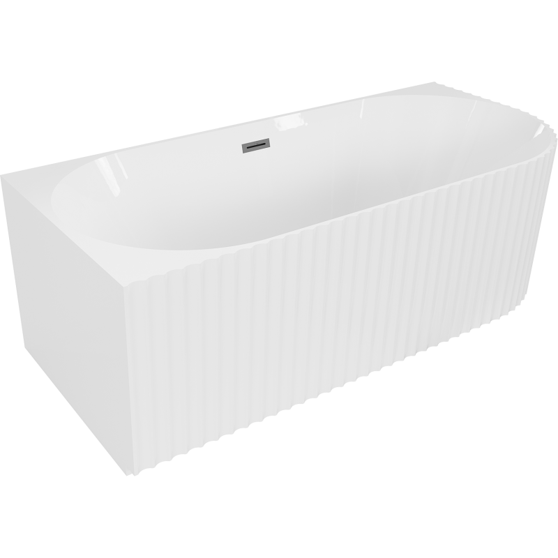 Mexen Gia volně stojící rohová rýhovaná levá 170 x 80 cm, bílá lesk, přepad gun metal - 52701708000L-95