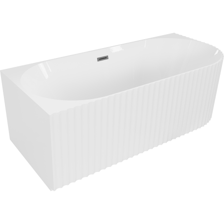 Mexen Gia volně stojící rohová rýhovaná levá 170 x 80 cm, bílá lesk, přepad gun metal - 52701708000L-95