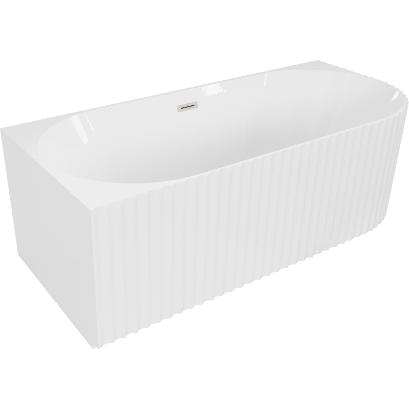 Mexen Gia volně stojící rohová vana s žebrováním levá 170 x 80 cm, bílý lesk, přepad kartáčovaný nikl - 52701708000L-97