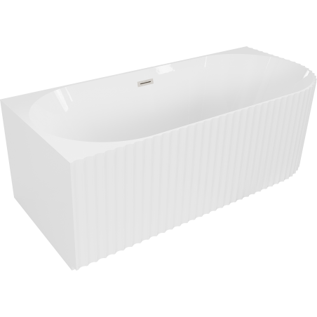 Mexen Gia volně stojící rohová vana s žebrováním levá 170 x 80 cm, bílý lesk, přepad kartáčovaný nikl - 52701708000L-97