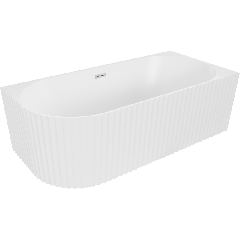 Mexen Gia volně stojící rohová vanová vana pravá 150 x 75 cm, bílá mat, přepad chrom - 52701507501P-01