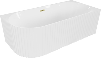 Mexen Gia volně stojící rohová vana vroubkovaná pravá 170 x 80 cm, bílý lesk, přepad zlatý kartáčovaný - 52701708000P-55