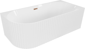 Mexen Gia volně stojící rohová vroubkovaná pravá 170 x 80 cm, bílý lesk, přepad růžové zlato - 52701708000P-60