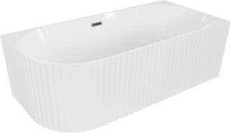 Mexen Gia volně stojící rohová vana s drážkováním pravá 170 x 80 cm, bílý lesk, přepad gun šedý kartáčovaný - 52701708000P-66