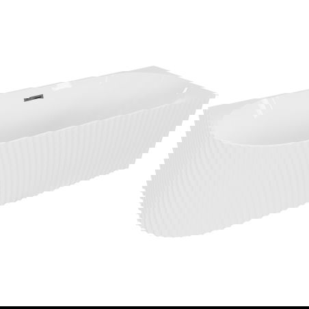 Mexen Gia volně stojící rohová vana rýhovaná pravá 170 x 80 cm, bílý lesk, přepad gun metal - 52701708000P-95