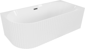 Mexen Gia volně stojící rohová vana rýhovaná pravá 170 x 80 cm, bílý lesk, přepad gun metal - 52701708000P-95