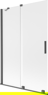 Mexen Velar sprchová zástěna 2-křídlová posuvná 120 x 150 cm, mražené, gun gray kartáčovaný - 896-120-000-31-66