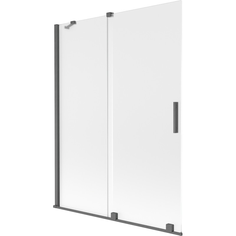 Mexen Velar dvoudílná posuvná vanová zástěna 130 x 150 cm, mražené sklo, gun gray kartáčovaný - 896-130-000-31-66