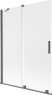 Mexen Velar dvoudílná posuvná vanová zástěna 130 x 150 cm, mražené sklo, gun gray kartáčovaný - 896-130-000-31-66