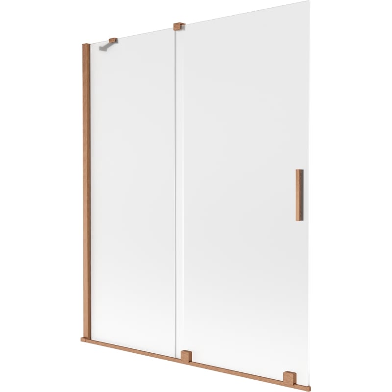 Mexen Velar vanová zástěna 2-křídlová posuvná 140 x 150 cm, matná, kartáčovaná měď - 896-140-000-31-65