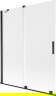 Mexen Velar vanová zástěna 2křídlová posuvná 140 x 150 cm, matná, černá - 896-140-000-31-70