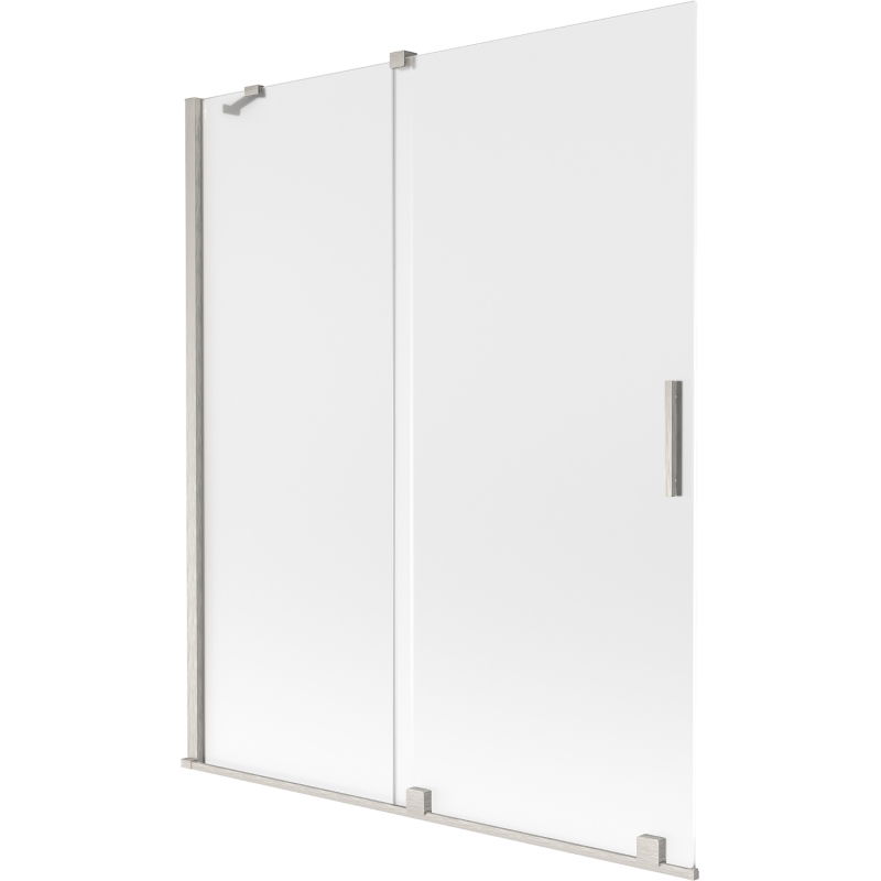 Mexen Velar paraván na vanu 2-křídlový posuvný 140 x 150 cm, matný, kartáčovaný nikl - 896-140-000-31-97