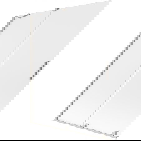 Mexen Velar paraván na vanu 2-křídlový posuvný 140 x 150 cm, matný, kartáčovaný nikl - 896-140-000-31-97