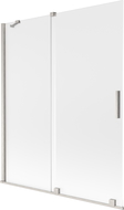 Mexen Velar paraván na vanu 2-křídlový posuvný 140 x 150 cm, matný, kartáčovaný nikl - 896-140-000-31-97
