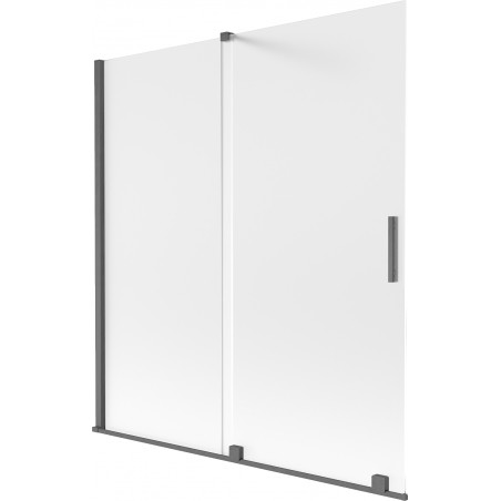 Mexen Velar dvoukřídlá posuvná vanová zástěna 150 x 150 cm, matná, kartáčovaná gun gray - 896-150-000-31-66