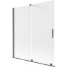 Mexen Velar dvoukřídlá posuvná vanová zástěna 150 x 150 cm, matná, kartáčovaná gun gray - 896-150-000-31-66