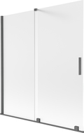 Mexen Velar dvoukřídlá posuvná vanová zástěna 150 x 150 cm, matná, kartáčovaná gun gray - 896-150-000-31-66