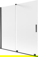 Mexen Velar vanová zástěna 2-křídlová posuvná 160 x 150 cm, matné sklo, černá - 896-160-000-31-70