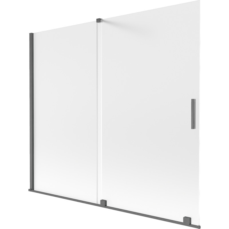 Mexen Velar dvoukřídlá vanová zástěna posuvná 180 x 150 cm, mrazivá, kartáčovaná gun gray - 896-180-000-31-66