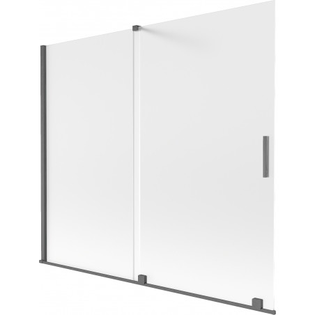 Mexen Velar dvoukřídlá vanová zástěna posuvná 180 x 150 cm, mrazivá, kartáčovaná gun gray - 896-180-000-31-66