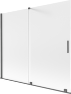 Mexen Velar dvoukřídlá vanová zástěna posuvná 180 x 150 cm, mrazivá, kartáčovaná gun gray - 896-180-000-31-66