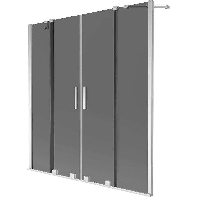 Mexen Velar Duo vanová zástěna 2-křídlová posuvná 150 x 150 cm, grafit, chrom - 896-150-000-42-01